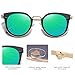 SOJOS Fashion Round Polarized Sunglasses for Women UV400 Mirrored Lens SJ1057 with Gold Frame/Green Mirrored Lens
