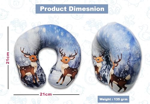 Image of Baby Neck Pillow for Head Shaping | Neck Support New Born Baby Infant Printed Pillow (0-5 Years) (Dear)