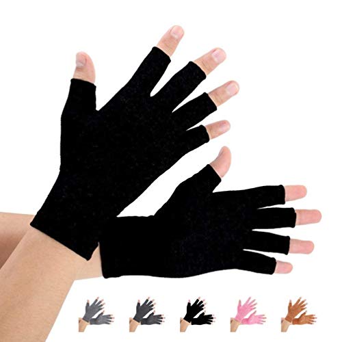 2 paires Gants d'Arthrites Compresse des Gants, Réchauffe des Joints de Doigt,Soulage les Douleurs Polyarthrite Rhumatoïde,Arthrose,Syndrome de Canal,Carpien,Tendinite(Noir, L)