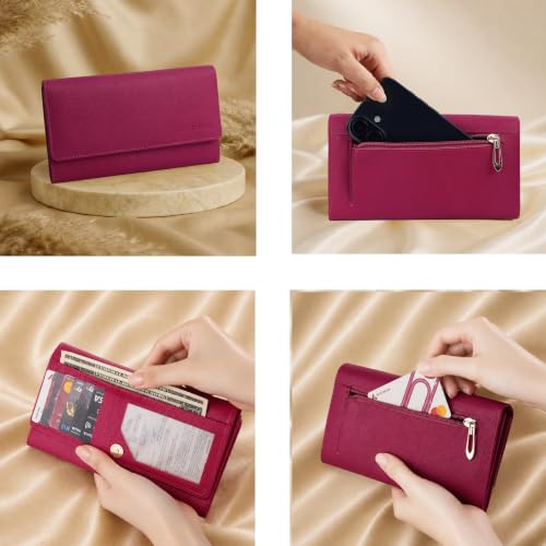 Image of Steve Jhonson Leather Wallet for Women - Mini Hand Purse with Card Holder - Women Stylish Clutch Purse - Cute Mini Ladies Wallet for Daily Use - Fancy Ladies Purse with Slim Design (Pink)
