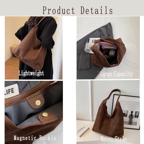 Brown Suede Tote Bag - Women's Shoulder Bag with Suede Tote Option 5