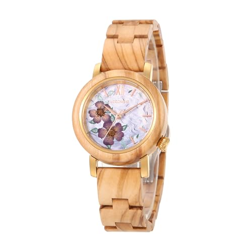 woodwear Oliva Bloom Mimosa Glow montre bracelet femme bois olivier cadran jaune