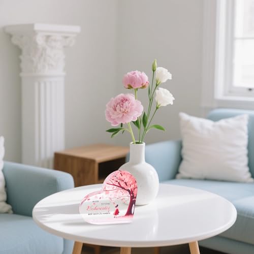 Schwester Geschenk Schwester Geburtstag, Beste Schwestern Herzförmige Acryl Deko mit Spruch, Geschenk für Schwester, Weihnachtsgeschenke Geburtstagsgeschenk Ornament für Freundschaft und Familie