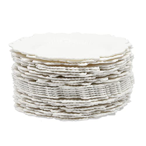 24 platos cargadores redondos 13 pulgadas plástico blanco miniatura 1