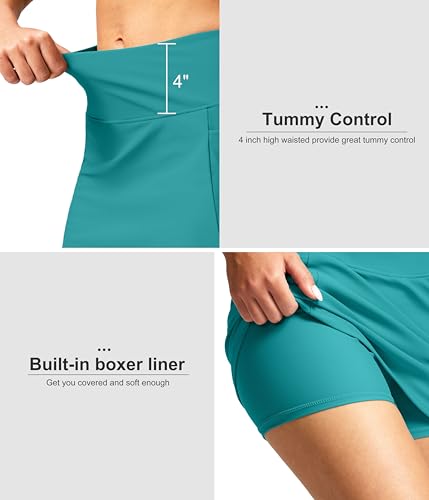 Image of SANTINY Women's 17'' Long Swim Skirt with Pockets High Waisted Modest Tummy Control Swimsuit Skirt Bathing Suit Bottoms