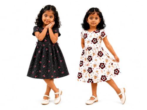 Image of Kids Girls Combo Frock | Girl Cotton Blend Dress | Princess Style Frock | Birthday, Casual & Festive Outfit