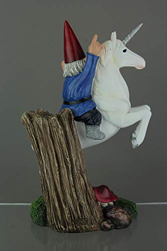 Runadi Magical Adventure Garden Gnome On Unicorn Lawn Figurine, 13 1/2 Inch #TOP2
