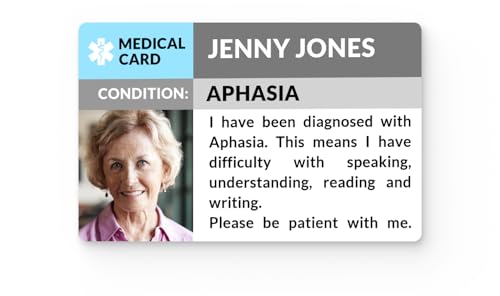 Aphasia Medical Photo ID, Emergency Communication Aid for Individuals with Speech and Language Disorders – Double-Sided Design by The Card Project US