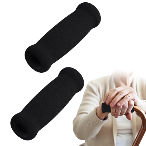 Culinavog 2 Piezas Fundas para Empuñaduras de Muleta, Antideslizante, Funda para Mango de Muletas, Fácil de Reemplazar, Reemplazo de Mangos de Espuma para Silla de Ruedas, Andador, Accesorios (Negro)