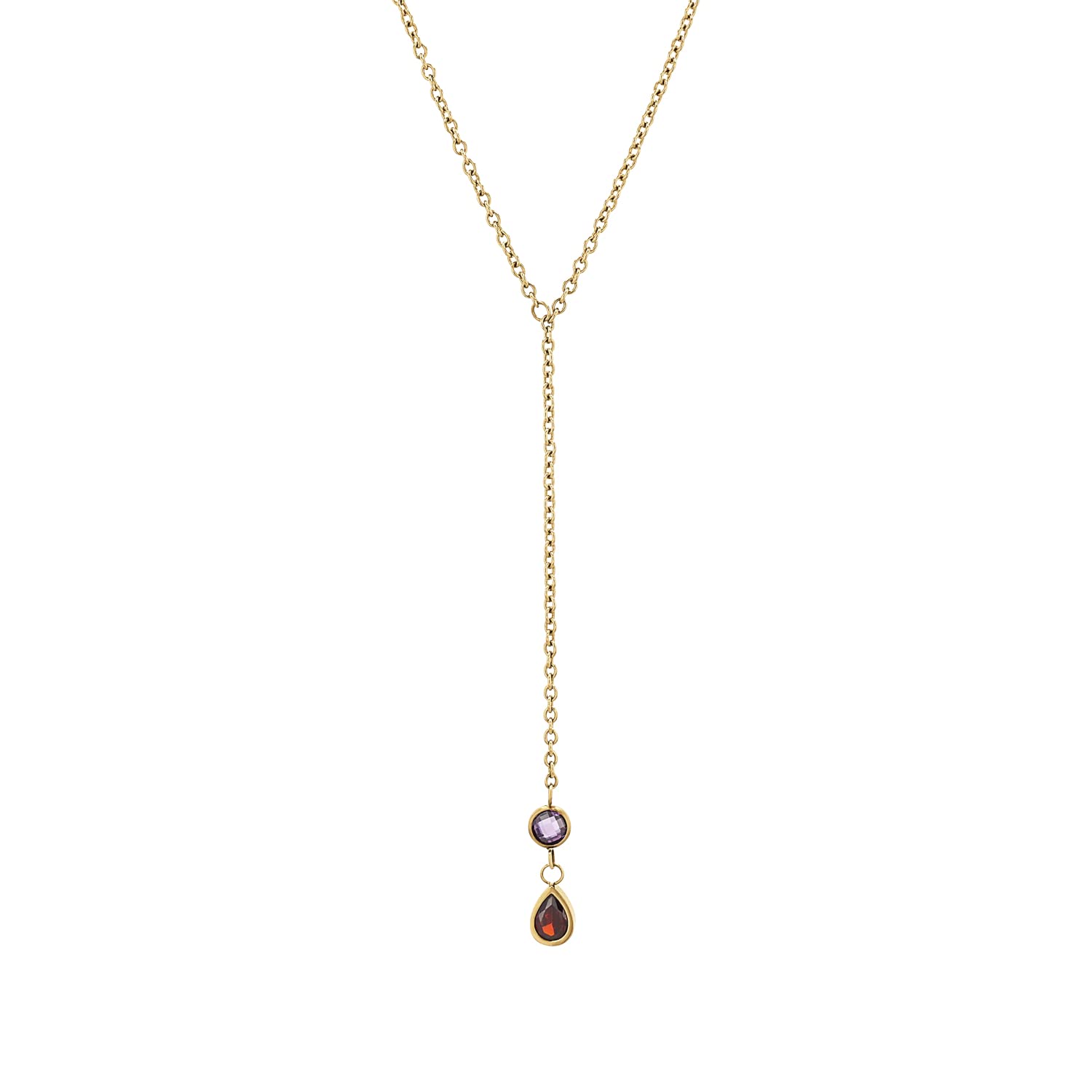 Amor Halskette mit Anhänger aus Edelstahl für Damen, Halsschmuck, teilw. mit Schmuckstein/Perle, IP Gold, Geschenkidee, Kommt in Schmuckbox