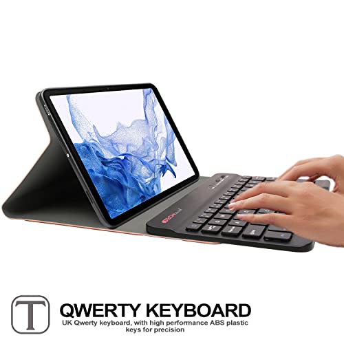 TECHGEAR Keyboard Case for Samsung Galaxy Tab S8 / S7 11" (SM-X700 Series/SM-T870 Series) [Strike Folio] PU Leather Stand Case Detachable Bluetooth Wireless UK QWERTY Keyboard (Black)