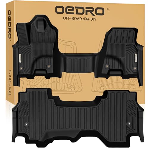 OEDRO Floor Mats Fit for 2025 2026 RAM 1500 Quad Cab Bench Seat, TPE Custom Fit All Weather Anti-Slip Floor Liners for 2025 RAM 1500 Accessories, 1st and 2nd Row, Black