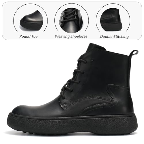 Image of Men's Business Casual Ankle Boots, Stylish Lace-Up Leather Dress Boots for Office and Daily Commute