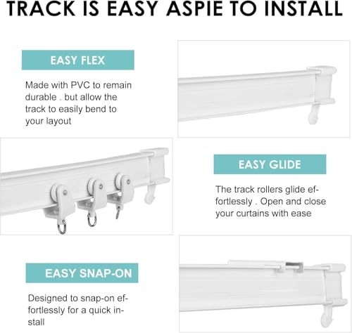 M.J COMFY-LIFE 3 Meter Bendable Curtain Track, Flexible Ceiling and Wall Mount Curtain Rail for Bay Windows, RV, Room Divider, and Shower Curtains - Image 5