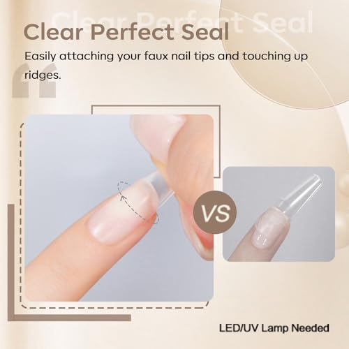 Image of Modelones 10 in One Nail Glue Polish Set Brush On Gel Nail Glue 15ml for Rhinestone, Base Gel, Blooming Nail Art Gel Nail Kit Strengthener Treatment for Weak and Damaged Acrylic Nails U V Lamp Needed