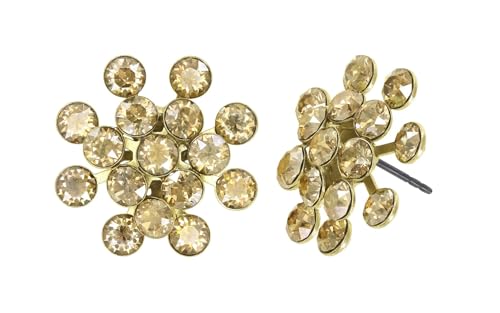 Konplott: Ohrstecker Magic Fireball shinny brass klassische Kristallblüten-Ohrstecker in glänzend-goldener Fassung für Damen/Frauen (beige)