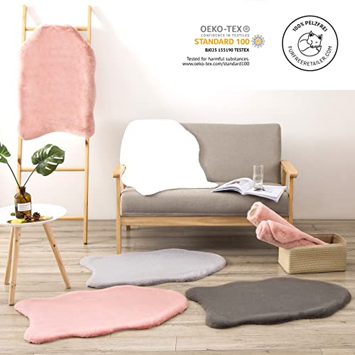 Kunst-Fell-Teppich Kurzflor | Flauschiger Wohnzimmer-Teppich, als Schlafzimmer Deko oder Kinderzimmer… – Ansicht 6