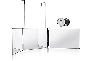 HieeY 3 Way Mirror for Back of Head, Hair Cutting, 360 Trifold...