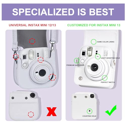 Funda para cámara Fujifilm Instax Mini 13 de cuero PU blanco miniatura 4