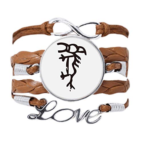 Bracelet zodiaque chinois en cuir torsadé idée cadeau idéal avec os de cheval