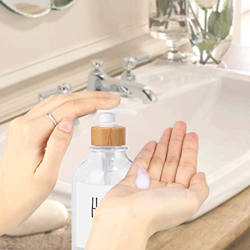 Shampoo And Conditioner Dispenser-Set Of 3-16 Oz Reusable Pump Bottle Dispenser For Bathroom With 6 Waterproof Stickers - Empty Plastic Refillable Containers For Shower (Clear) #TOP4