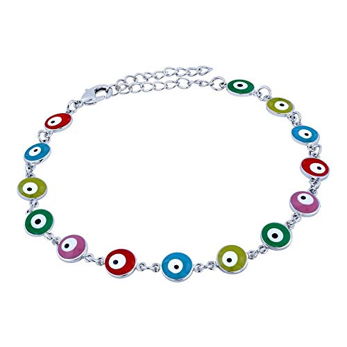 Zivom® Turkish Colorful Evil Eye Western Dainty Delicate Charms Single Leg Silver Anklet Payal For Women Girls (B08738RTDH) Amazon Price History, Amazon Price Tracker