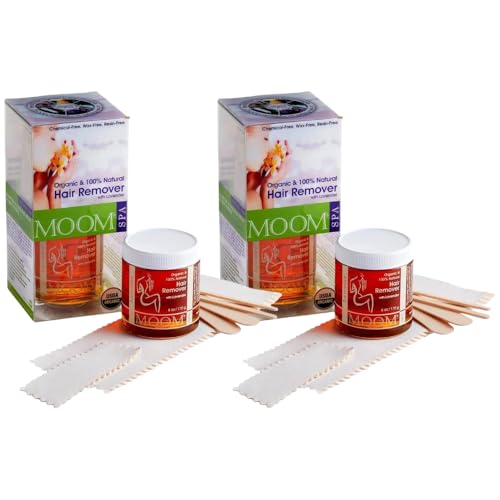MOOM - Glaze Waxing Kit with Lavender, 6 oz Jar Sugar Wax Kit with 36 Reusable Fabric Strips, Alternative to Wax Strips & Laser Hair Removal for Women/Men, For Whole Body, Bikini & Face (2 Pack)
