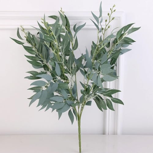 Image of SHAKTISM Artificial Willow Vine Wreath, Rattan Leaf Design, Faux Foliage Bouquet for Home Decor (Ice Tone)