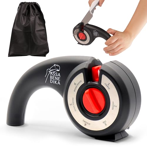 ASSABENEDIKA - Affilacoltelli Professionale da Cucina - Affilatore a Rullo - Knife Sharpener