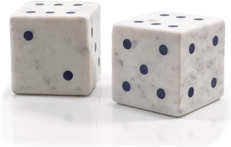 Modern Day Accents 3743 Dados Marmol Decorative Marble Dice Sculpture, Office Decor, Gifts for Men, Art Dice, Man Cave Accessories, Poker, Craps, Casino Games Home Decor Set of 2, 4" D