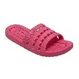 TECS Women's Flexible PVC Lightweight Relax Water Sandal | Open Toe Slipper with Drainage Hole for Beach, Showers, Dorms, & Outdoor