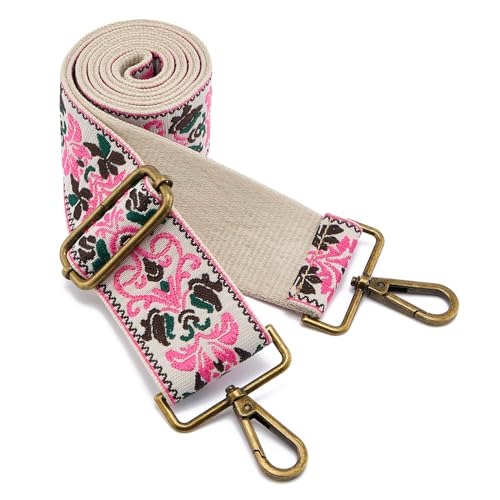 Image of ZOOEASS Bronze Buckles Purse Strap, 2 inch Wide Crossbody Handbag Strap Adjustable Replacement Shoulder Strap Vintage Embroidery