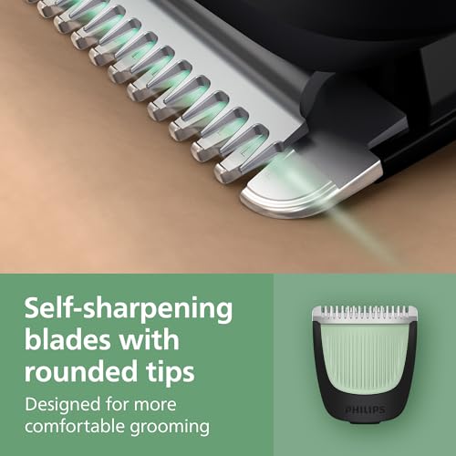 Philips Multigroom All-in-One z serii 3000: 9-elementowy trymer do twarzy, głowy i ciała, samoostrzące się, przyjazne dla skóry ostrza, 12 ustawień długości, model MG3946/15