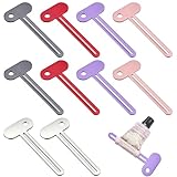 WJIAAA 10 Stück Toothpaste Squeezer, Edelstahl Tubenpresser für alle Tube, 7.9 cm with 5.9cm Slot Tubenausdrücker für Kosmetik Schuhcreme Handcreme,5 Farben