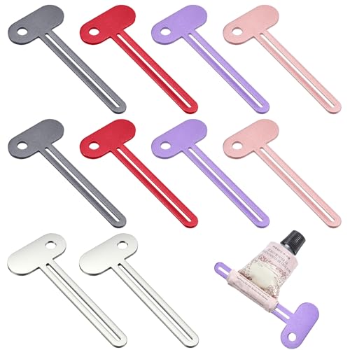 WJIAAA Lot de 10 presse-tubes en acier inoxydable pour tous les tubes, 7,9 cm avec fente de 5,9 cm pour cosmétiques, cirage, crème pour les mains, 5 couleurs