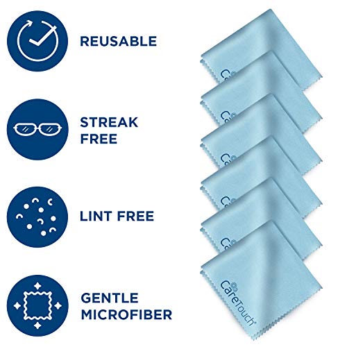 Image of Care Touch Lens Cleaning Wipes with Microfiber Cloths - 200 Lens Wipes for Eyeglasses & 6 Microfiber Cloths - Glasses, Camera Lenses, Screens, Eye Glasses Cleaner for Cleaning Eyeglasses