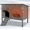 WAYTRIM Outdoor Cat House, Large Feral Outdoor Cat Shelter Insulated Weatherproof with Mat and Hidden Stair All-Round Wood for Multiple Cats 34.5″ L*21.5″ W*27.2″ H