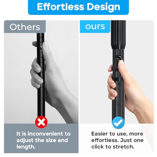 Image of Tension Curtain Rod,40-67.7IN(3.33-5.64Ft) One-Click Fast Extension Rod Easy to Install Black Long Outdoor Curtain Rods No Drilling Never Rust for Window or Shower Patio Diameter 1.26 Inches