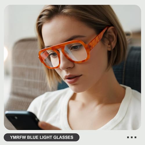 Image of Aviator Blue Light Blocking Glasses for Women Men Square Flat Top Computer TV Eyeglasses Anti Eyestrain