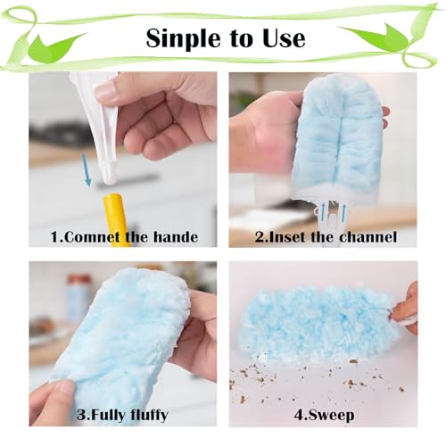 Image of Duster Refills Compatible with Swiffer Duster, 30 Pack Heavy Duty Feather Dusters Kit with 2 Handle, Disposable Duster Replacement Refills for Cleaning Furniture, Blinds, Ceiling Fans,Studies,Car