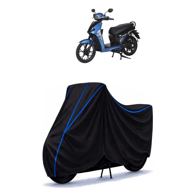 Image of Scooty Cover Water Resistant for RUV 350 | Universal Scooter & Bike Cover | Heavy Duty UV Dust, Rain & Scratch Protection Weather Indoor Outdoor | Black with Blue Piping