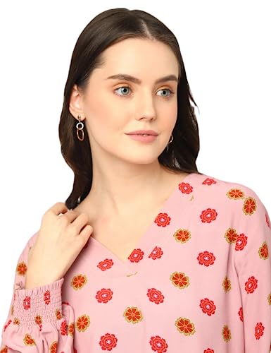 Image of Marks & Spencer Womens Floral Viscose V-Neck Regular Fit Top