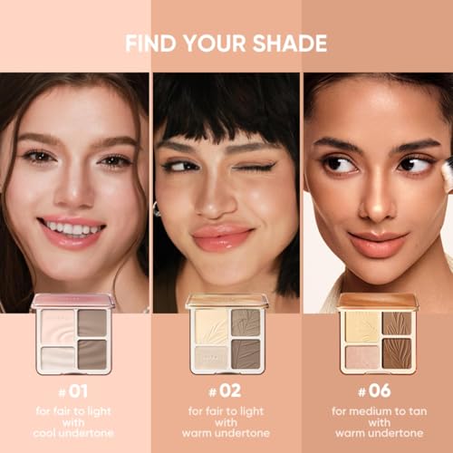 Image of JUDYDOLL Highlight & Contour Palette, All-in-One Matte Highlighter Contour Compact, Natural Brightening Finish for Cool Fair & Olive Skin (01 Wave Shadow Palette)