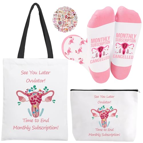 HIGHTERTON Hysterectomy Gifts for Women,4pcs Recovery Gift Set with Funny Reusable Grocery Bag, Care Present For Her Survivor Uterus Removal