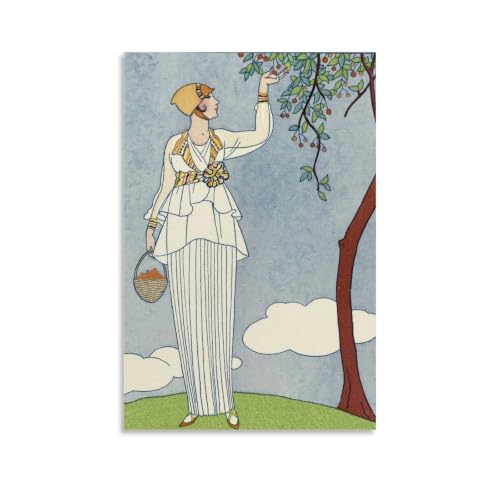 Figure féminine stylisée George Barbier 1914 art vintage