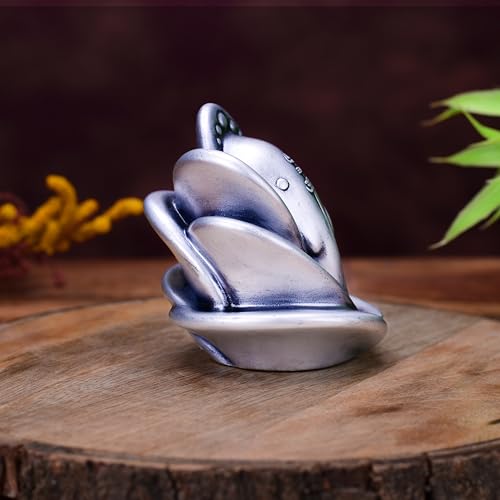 Image of Artarium Small Ganesha Ji Idol Statue, Ganpati Rose Shape Murti (Height 3 Inch), Figurine for Car Dashboard, Pooja, Unique Wedding & Birthday Gift, Sculpture, House Warming - Silver