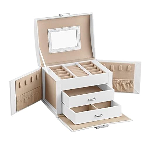 SONGMICS Caja Joyero de 3 Niveles, Caja para Joyas con Asa, 2 Cajones, Espejo, Cerradura, para Viajar, Estilo Moderno, Regalo para Seres Queridos, Blanco Clásico JBC154W01 | Ya disponible en tu tienda friki favorita! En mundofriki.es! SONGMICS Caja Joyero de 3 Niveles, Caja para Joyas con Asa, 2 Cajones, Espejo, Cerradura, para Viajar, Estilo Moderno, Regalo para Seres Queridos, Blanco Clásico JBC154W01 | Ya disponible en tu tienda friki favorita! En mundofriki.es!