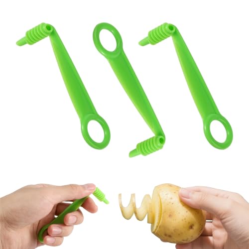 Lyreh 3pz Affettatrice Spirale, Utensile Manuale Tagliare Verdure a Spirale Portatile Plastica Gadget Accessori Cucina per Motivi Creativi Cetrioli Patate Carote (Verde)