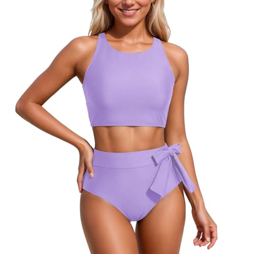 Tankini uni imprimé 2 pièces de plage motif géométrique mode été femme