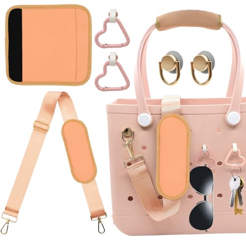 Image of LBU Strap for Bogg Bag Accessories with Handle Wrap, Detachable Shoulder Pad, 2Pcs Key Holders Adjustable Crossbody Shoulder Strap Wrap for XL /Medium /Small Rubber Tote Beach Bog Bags